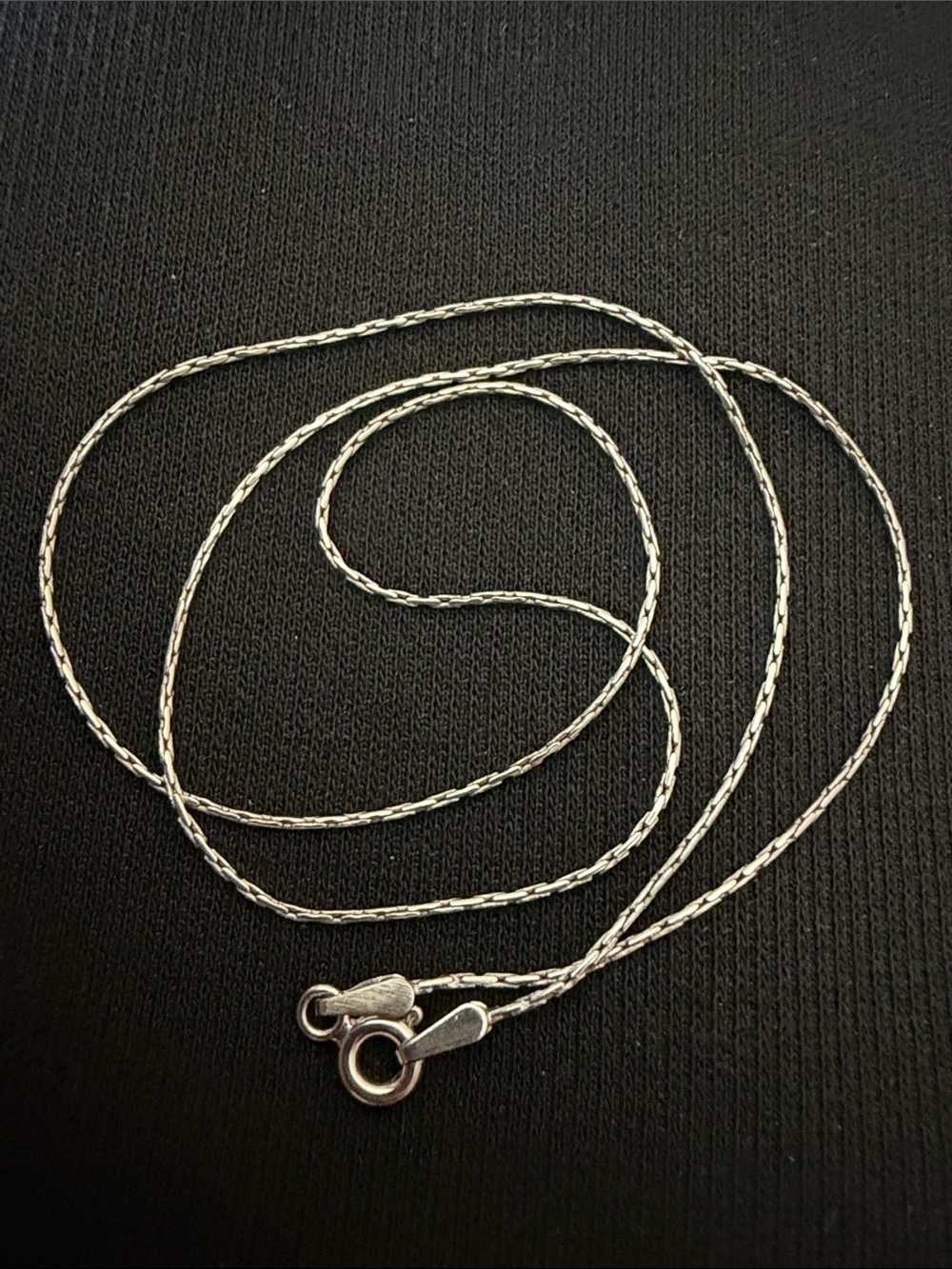 Solid 18K gold link chain necklace, 15.75”, white gold